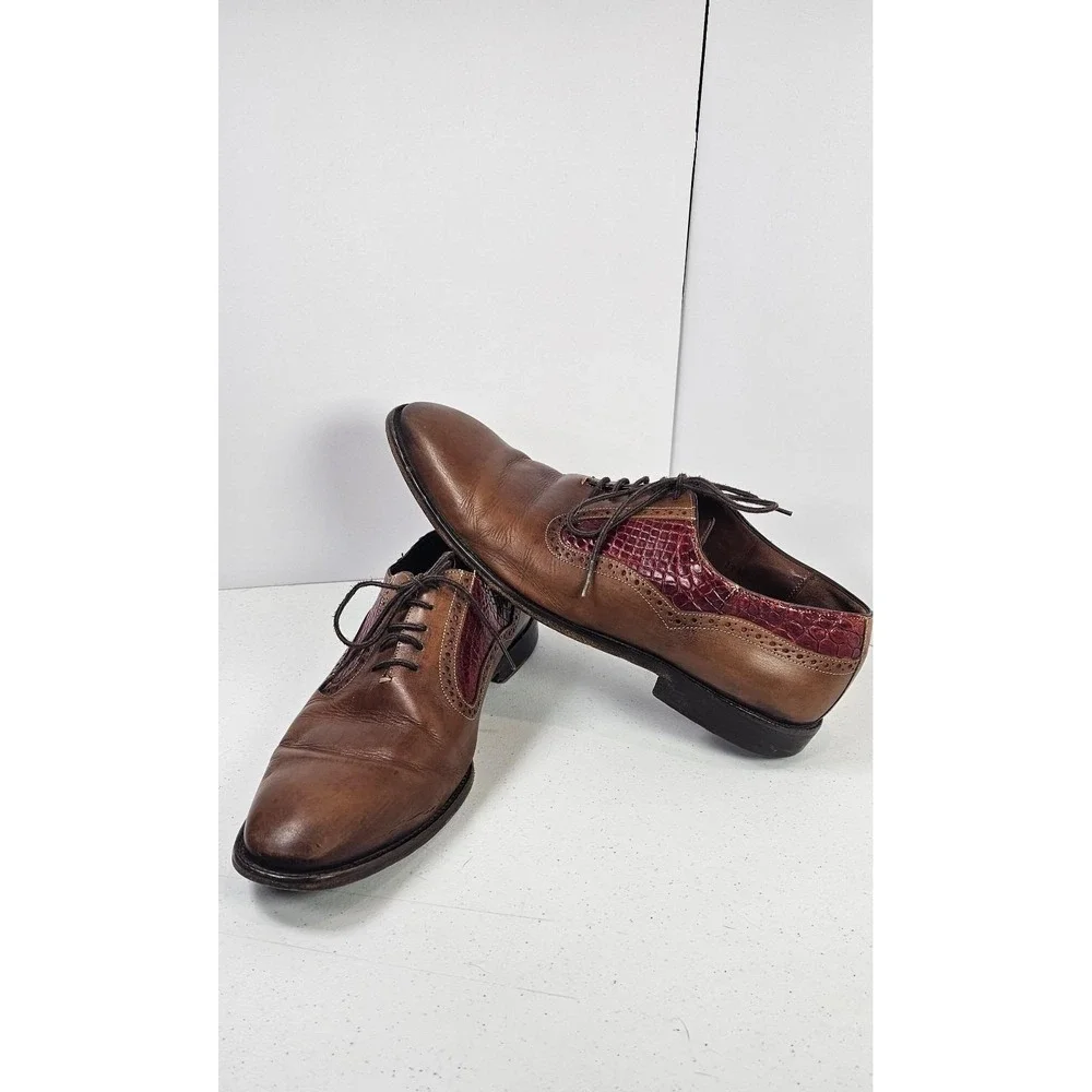 Belvedere Mens‎ Alligator Wingtip Oxford Leather Dress Shoes 10.5 D